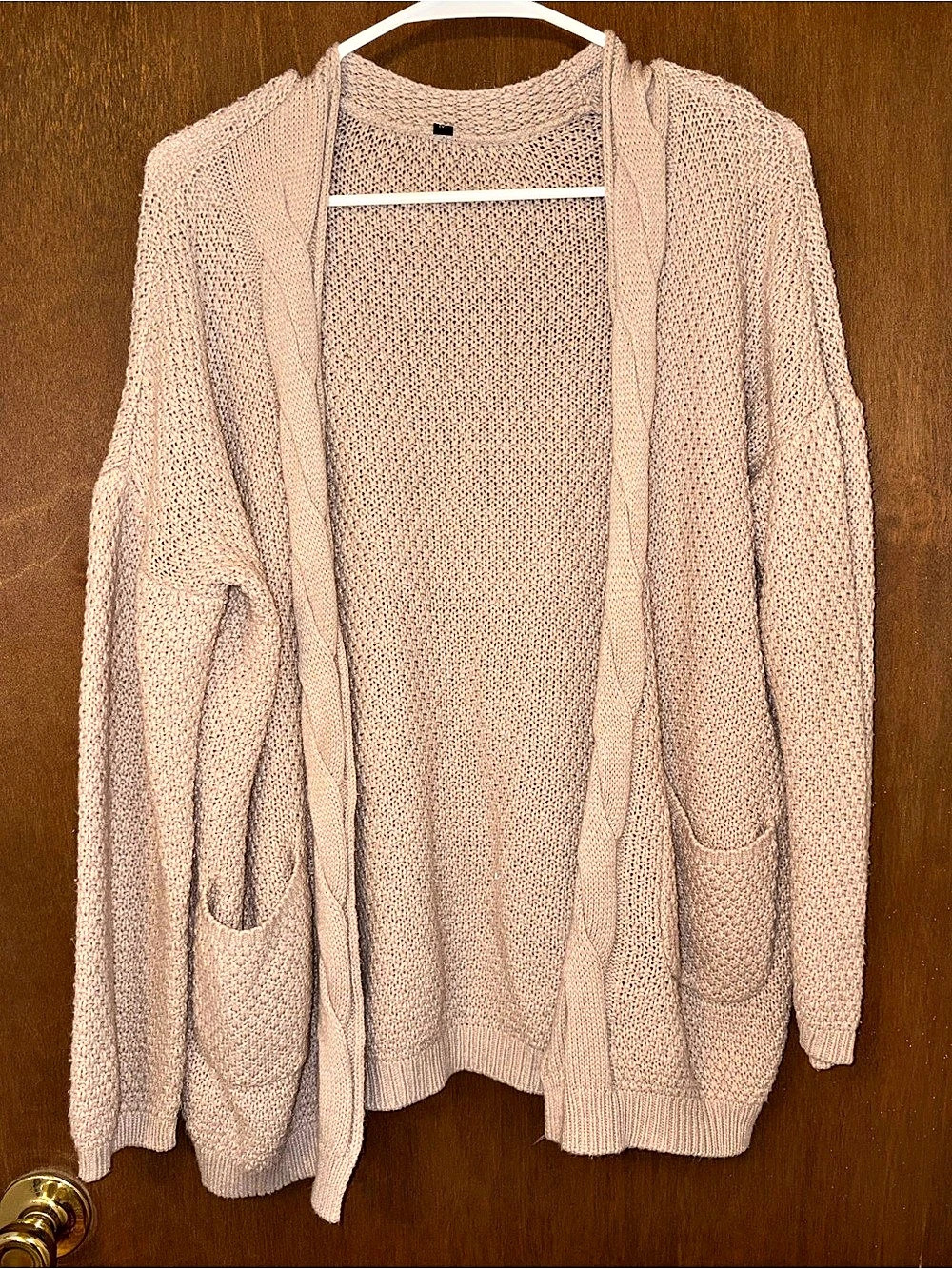 Knit Open Front Cardigan in Pink Size Medium